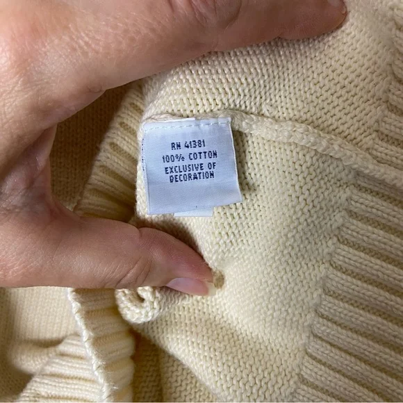 Polo Ralph Lauren Quarter Zip Sweater Cream Ivory Pony Logo Preppy Mens M - Picture 4 of 4